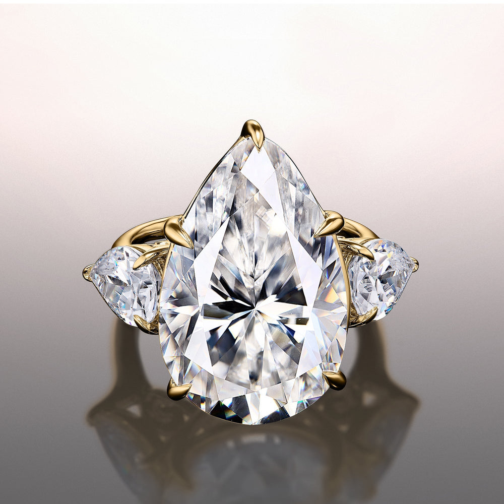 Pear Cut The Goya Ring with Lab Grown Diamond in 14KT Yellow Gold view 1
