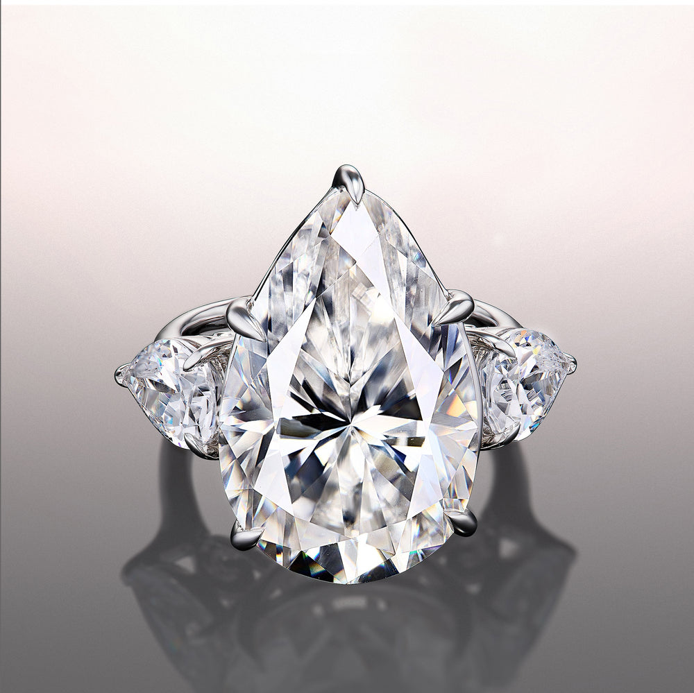 Pear Cut The Goya Ring with Lab Grown Diamond in 14KT White Gold view 1
