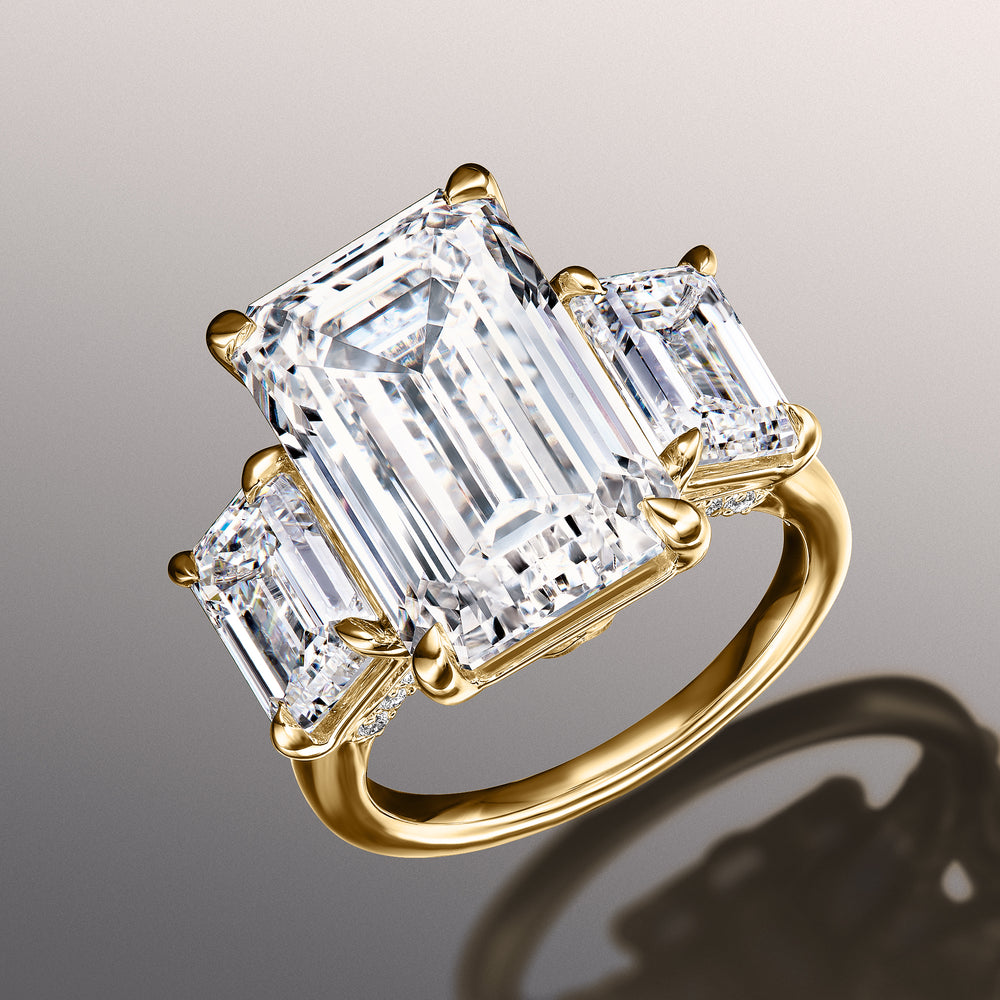 Emerald Cut The Lawrence Ring with Lab Grown Diamond in 14KT Yellow Gold view 2
