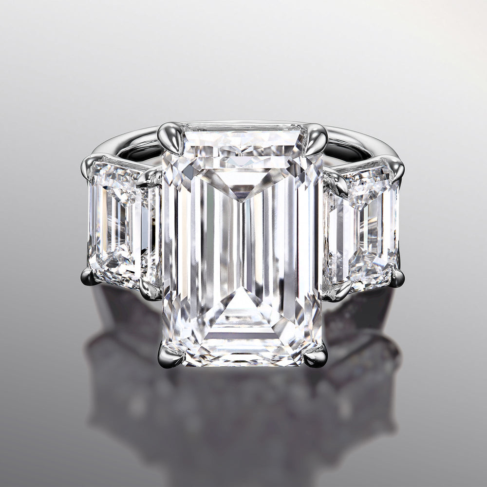 Emerald Cut The Lawrence Ring with Lab Grown Diamond in 14KT White Gold view 1
