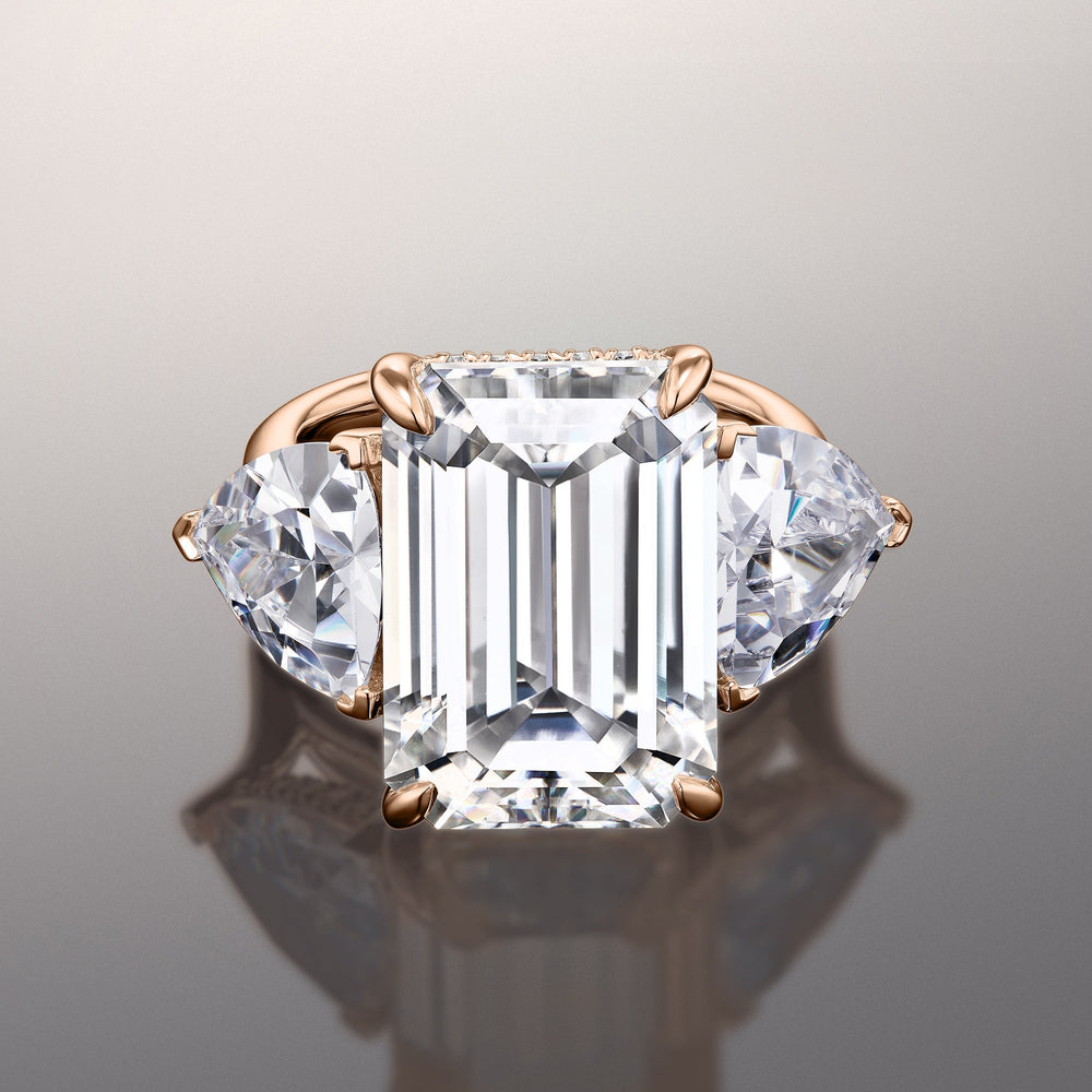 Emerald Cut The Michelangelo Ring with Lab Grown Diamond in 14KT Rose Gold view 1
