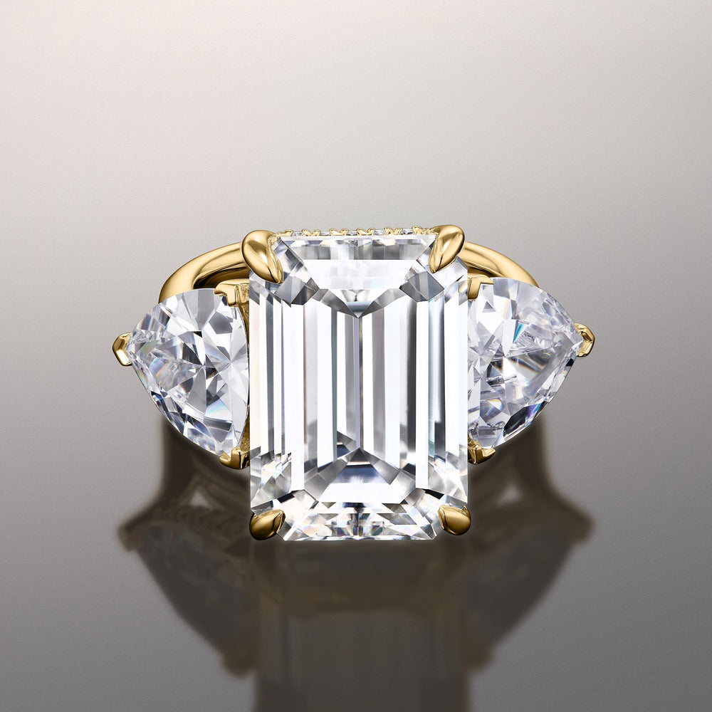 Emerald Cut The Michelangelo Ring with Lab Grown Diamond in 14KT Yellow Gold view 1
