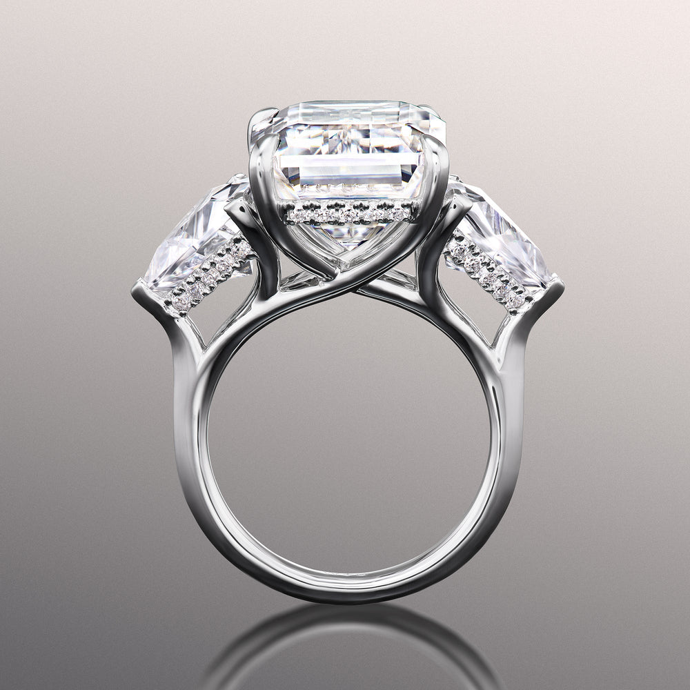 Emerald Cut The Michelangelo Ring with Lab Grown Diamond in 14KT White Gold view 3
