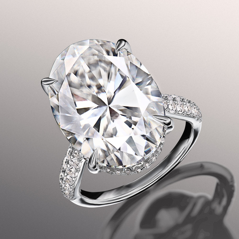 Oval Cut The Haring Ring with Lab Grown Diamond in 14KT White Gold view 2
