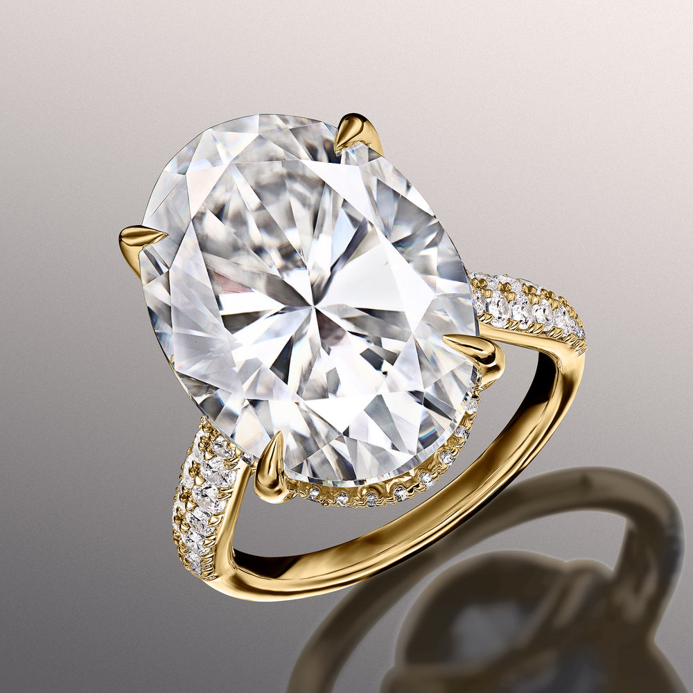 Oval Cut The Haring Ring with Lab Grown Diamond in 14KT Yellow Gold view 2
