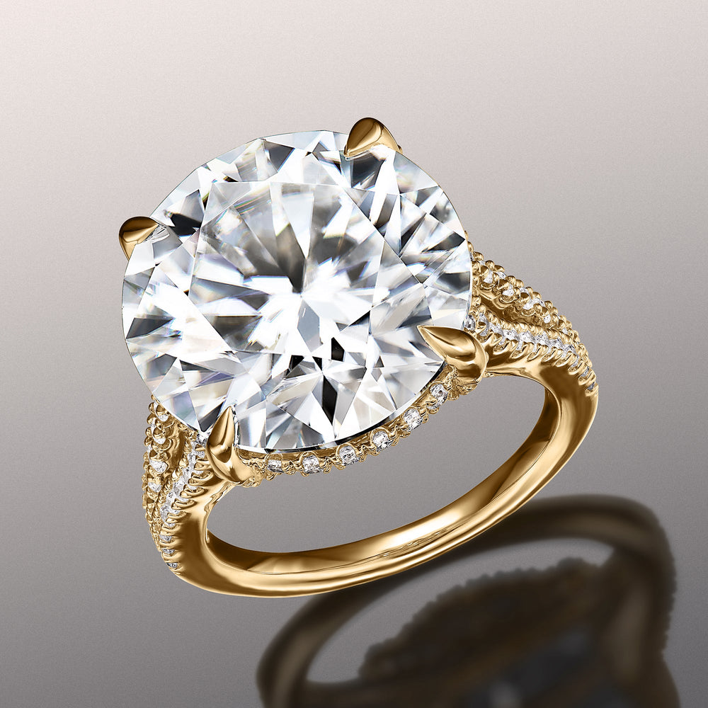 Round Cut The Signac Ring with Lab Grown Diamond in 14KT Yellow Gold view 2
