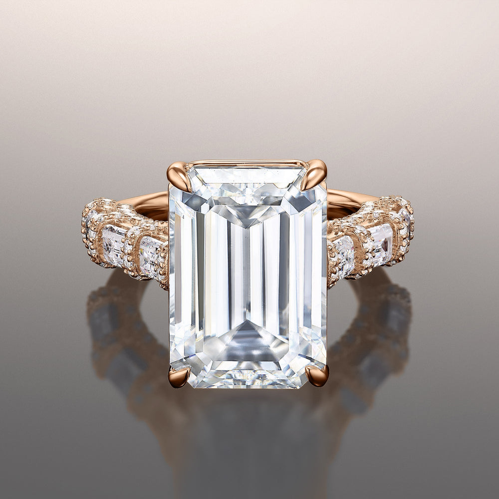 Emerald Cut The Magritte Ring with Lab Grown Diamond in 14KT Rose Gold view 1
