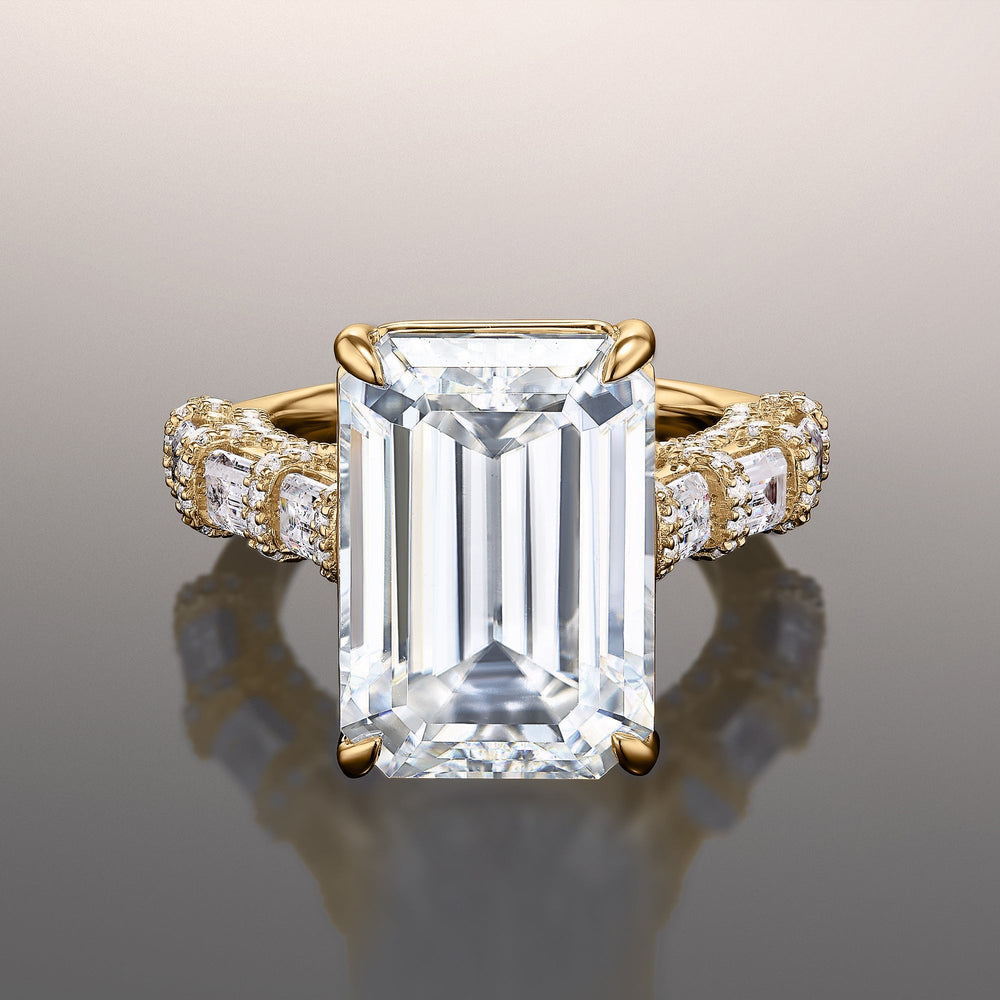 Emerald Cut The Magritte Ring with Lab Grown Diamond in 14KT Yellow Gold view 1
