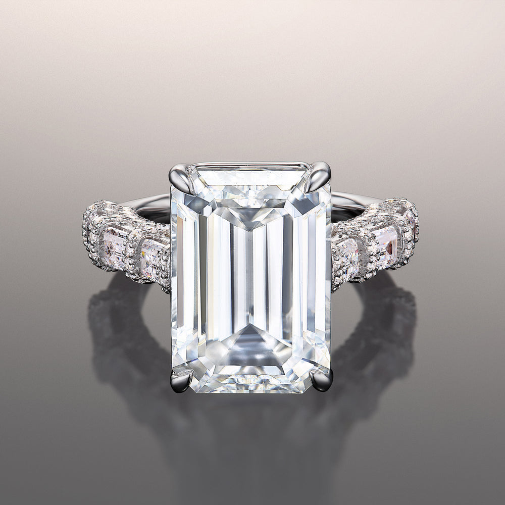 Emerald Cut The Magritte Ring with Lab Grown Diamond in 14KT White Gold view 1
