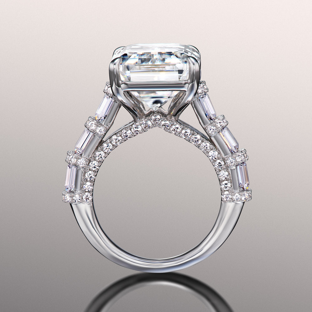 Emerald Cut The Magritte Ring with Lab Grown Diamond in 14KT White Gold view 3
