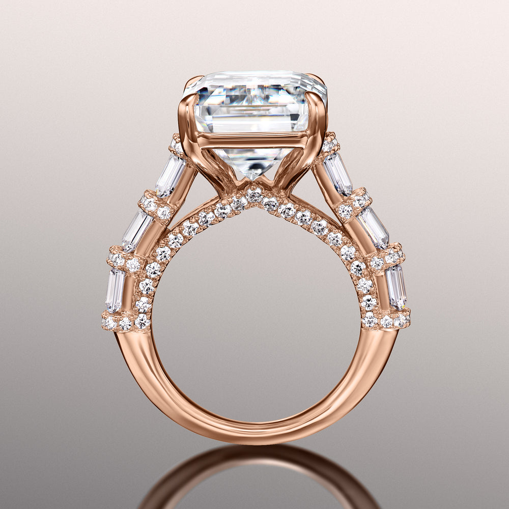 Emerald Cut The Magritte Ring with Lab Grown Diamond in 14KT Rose Gold view 3
