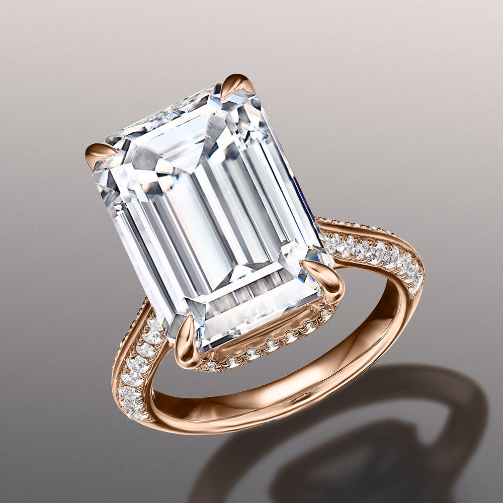 Emerald Cut The Picasso Ring with Lab Grown Diamond in 14KT Rose Gold view 2
