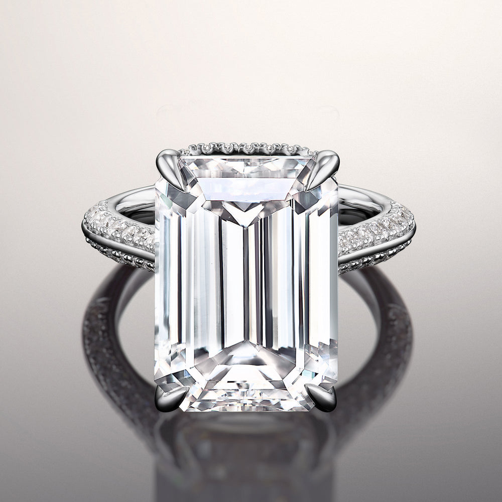 Emerald Cut The Picasso Ring with Lab Grown Diamond in 14KT White Gold view 1
