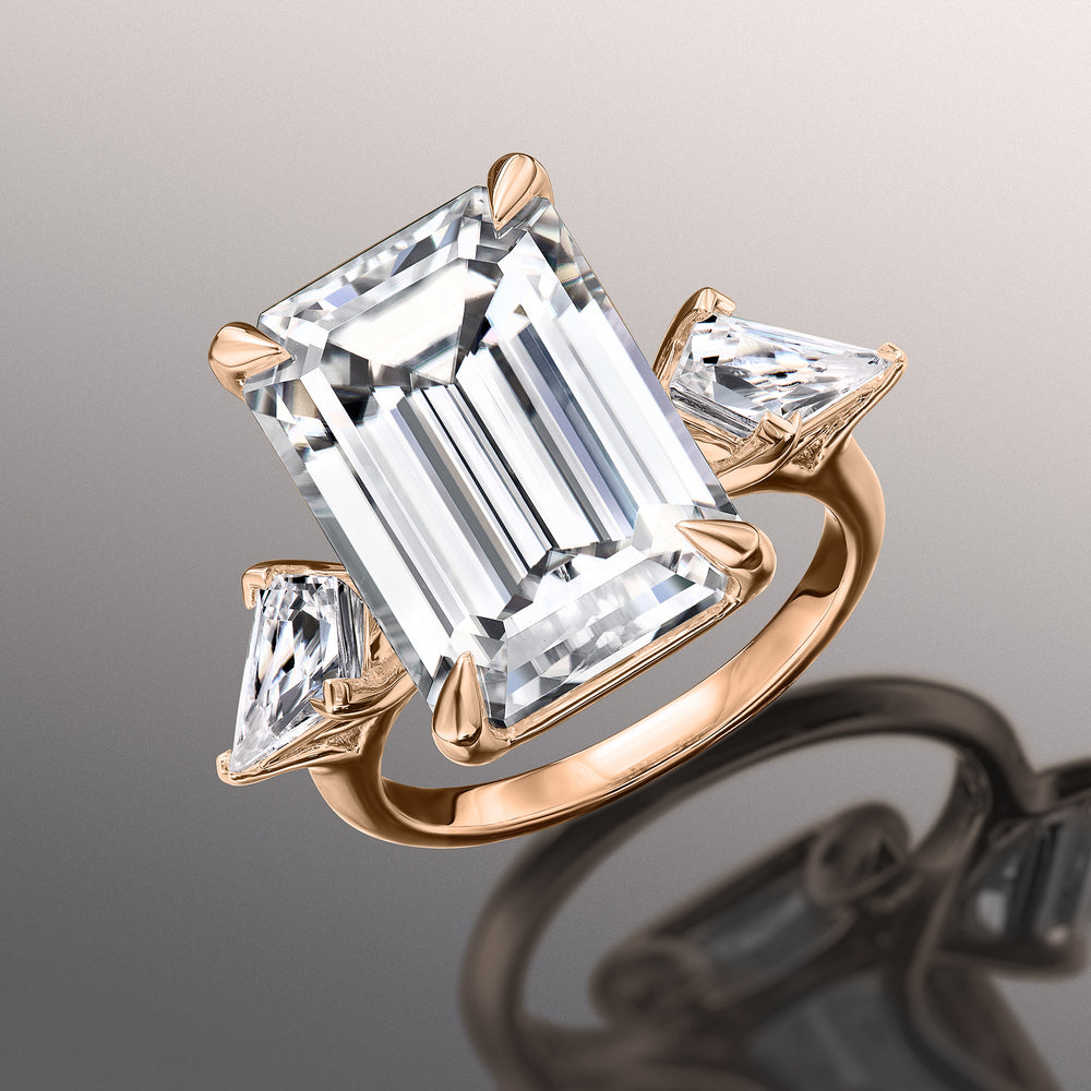 Emerald Cut The Miró Ring with Lab Grown Diamond in 14KT Rose Gold view 2
