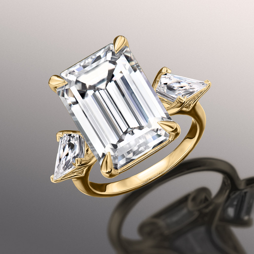 Emerald Cut The Miró Ring with Lab Grown Diamond in 14KT Yellow Gold view 2
