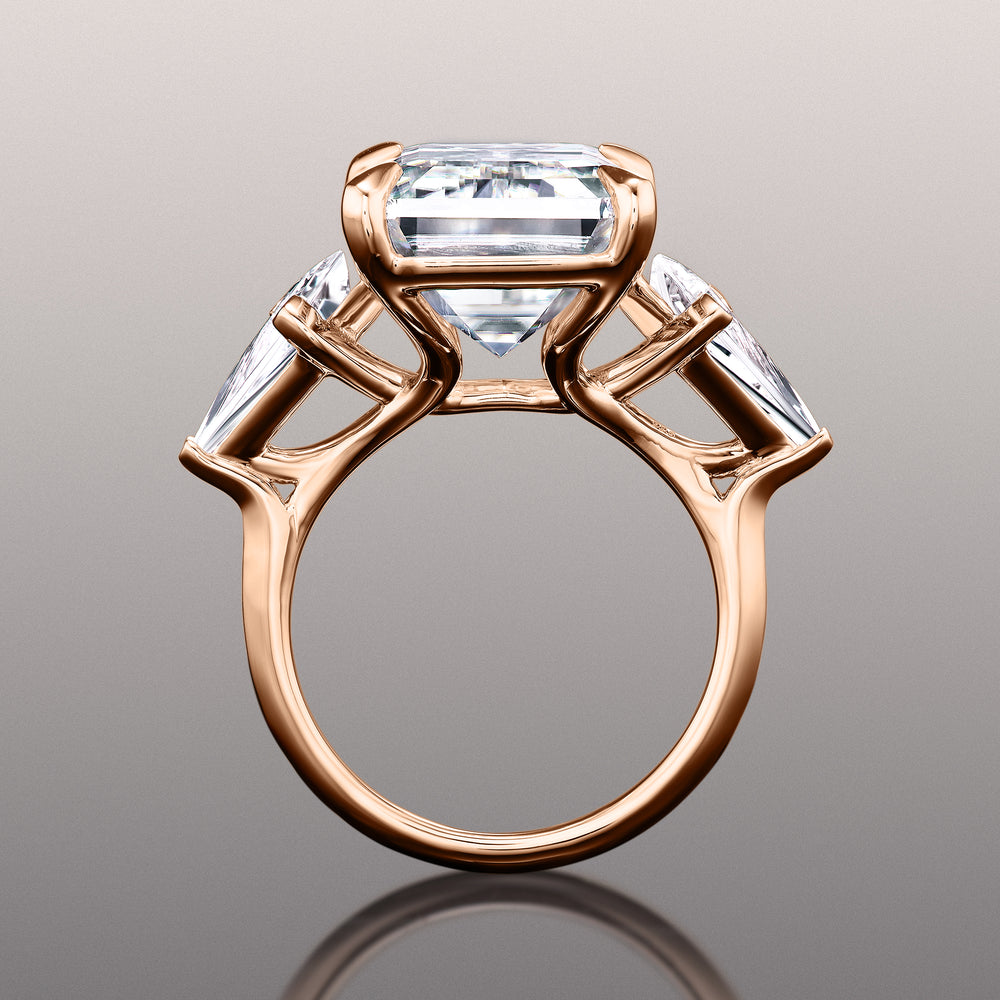 Emerald Cut The Miró Ring with Lab Grown Diamond in 14KT Rose Gold view 3
