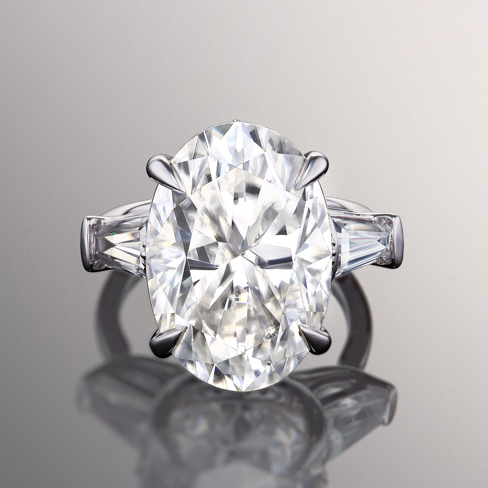 Oval Cut The Munch Ring with Lab Grown Diamond in 14KT White Gold view 1
