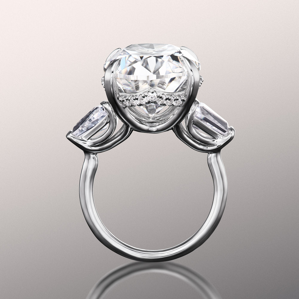 Oval Cut The Munch Ring with Lab Grown Diamond in 14KT White Gold view 3

