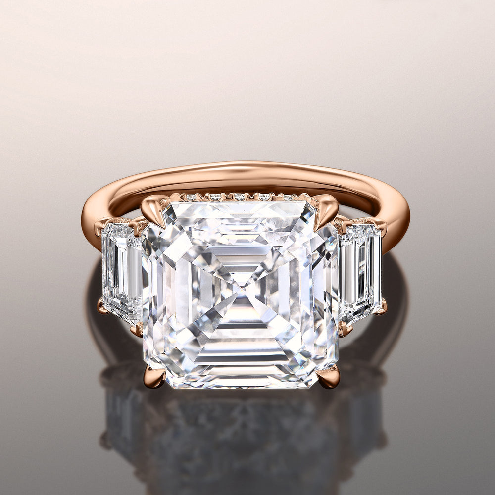 Asscher Cut The Vecellio Ring with Lab Grown Diamond in 14KT Rose Gold view 1
