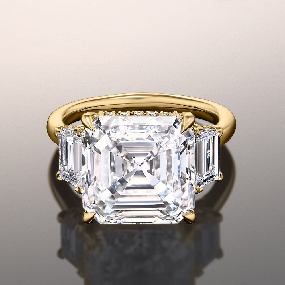 Asscher Cut The Vecellio Ring with Lab Grown Diamond in 14KT Yellow Gold view 1
