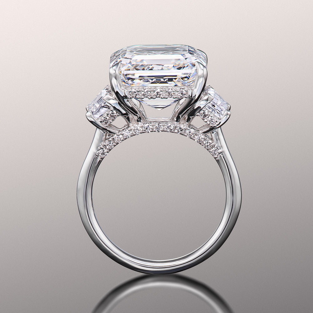 Asscher Cut The Vecellio Ring with Lab Grown Diamond in 14KT White Gold view 3
