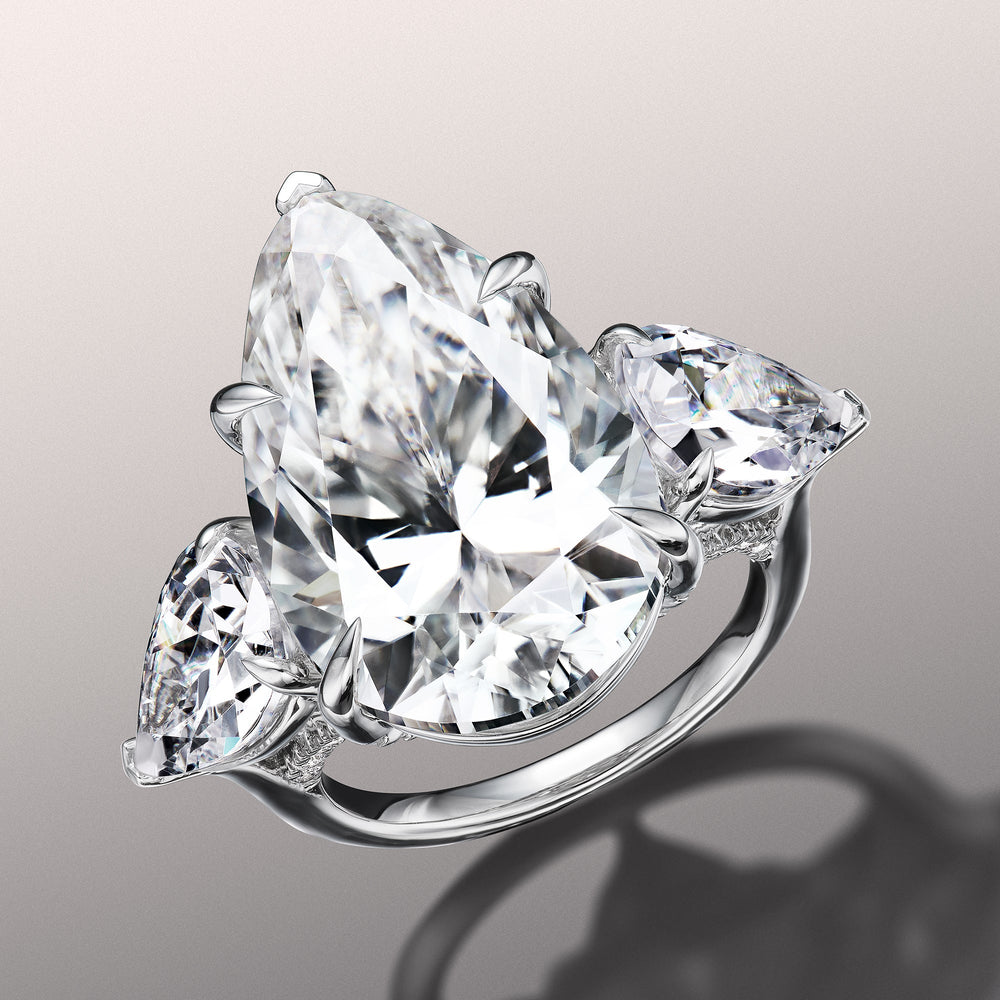 Pear Cut The da Vinci Ring with Lab Grown Diamond in 14KT White Gold view 2
