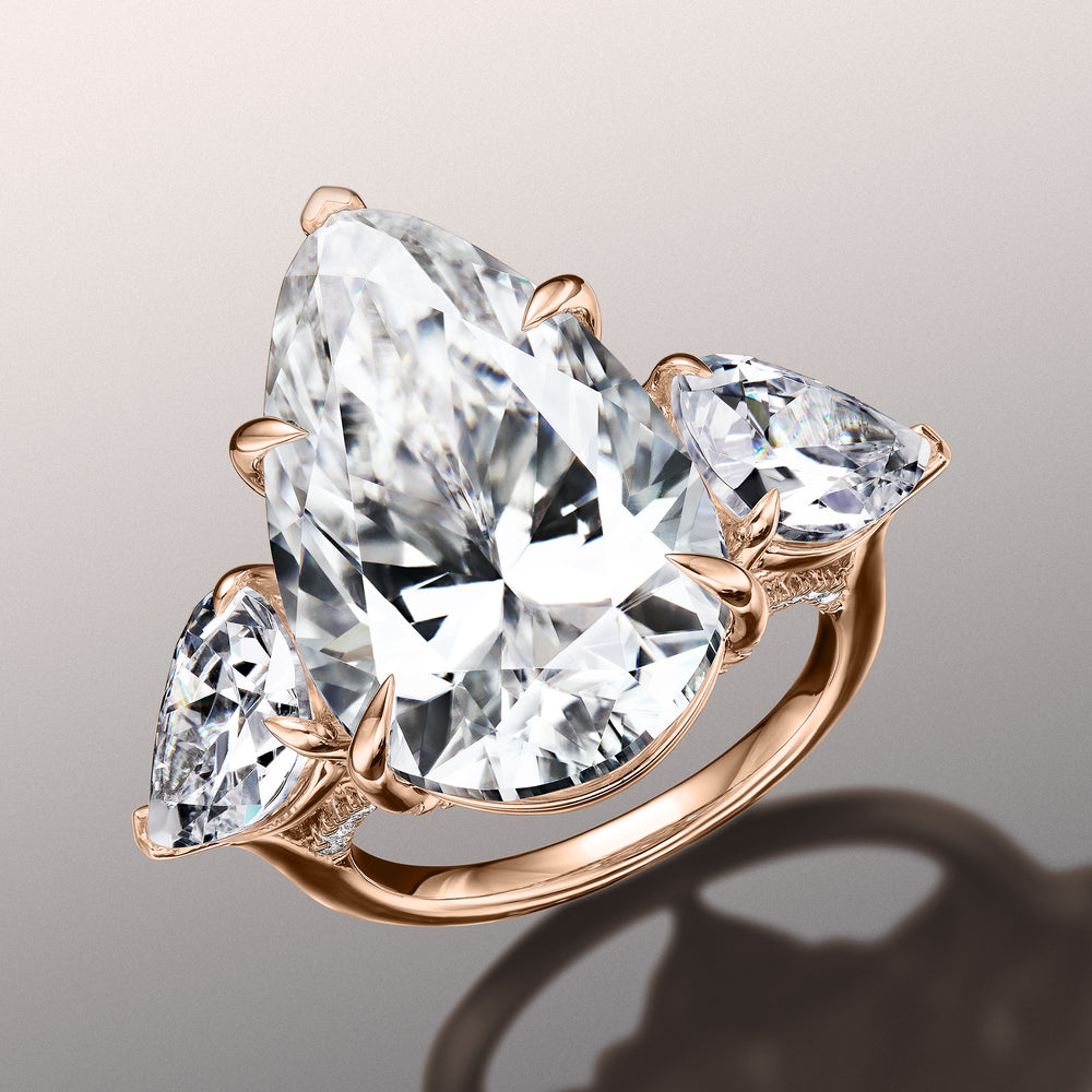 Pear Cut The da Vinci Ring with Lab Grown Diamond in 14KT Rose Gold view 2
