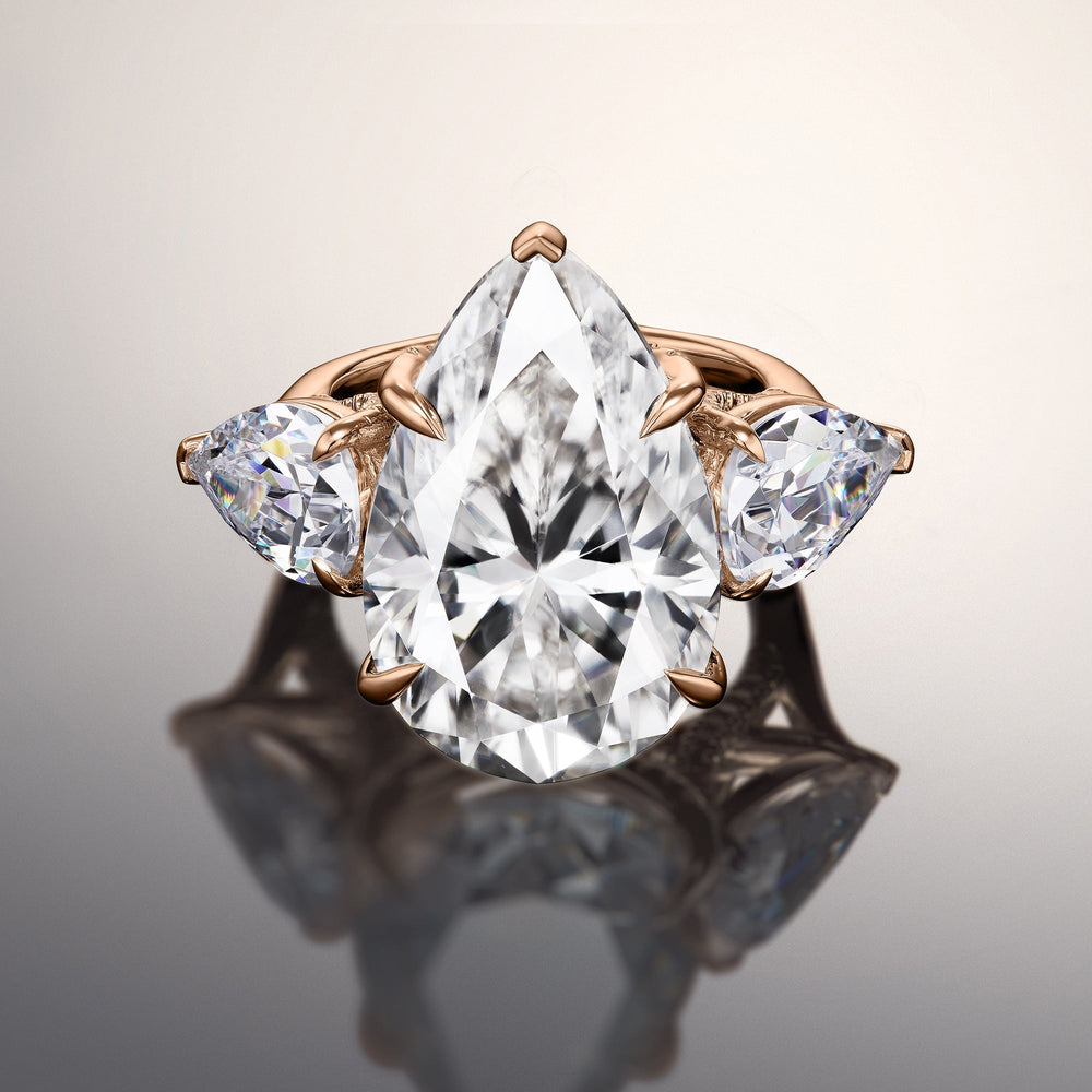 Pear Cut The da Vinci Ring with Lab Grown Diamond in 14KT Rose Gold view 1
