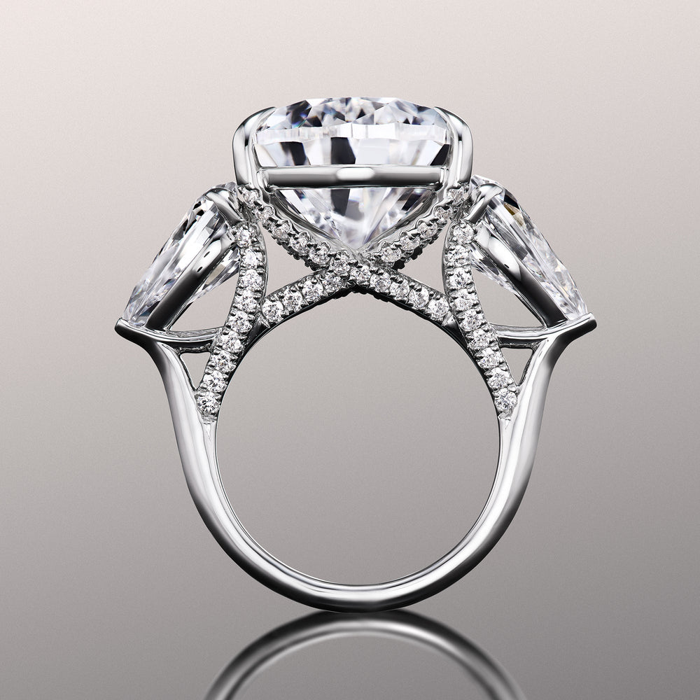 Pear Cut The da Vinci Ring with Lab Grown Diamond in 14KT White Gold view 3
