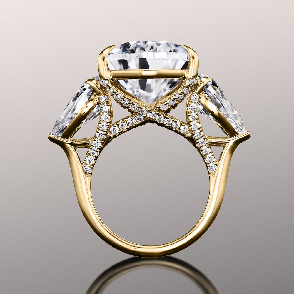 Pear Cut The da Vinci Ring with Lab Grown Diamond in 14KT Yellow Gold view 3
