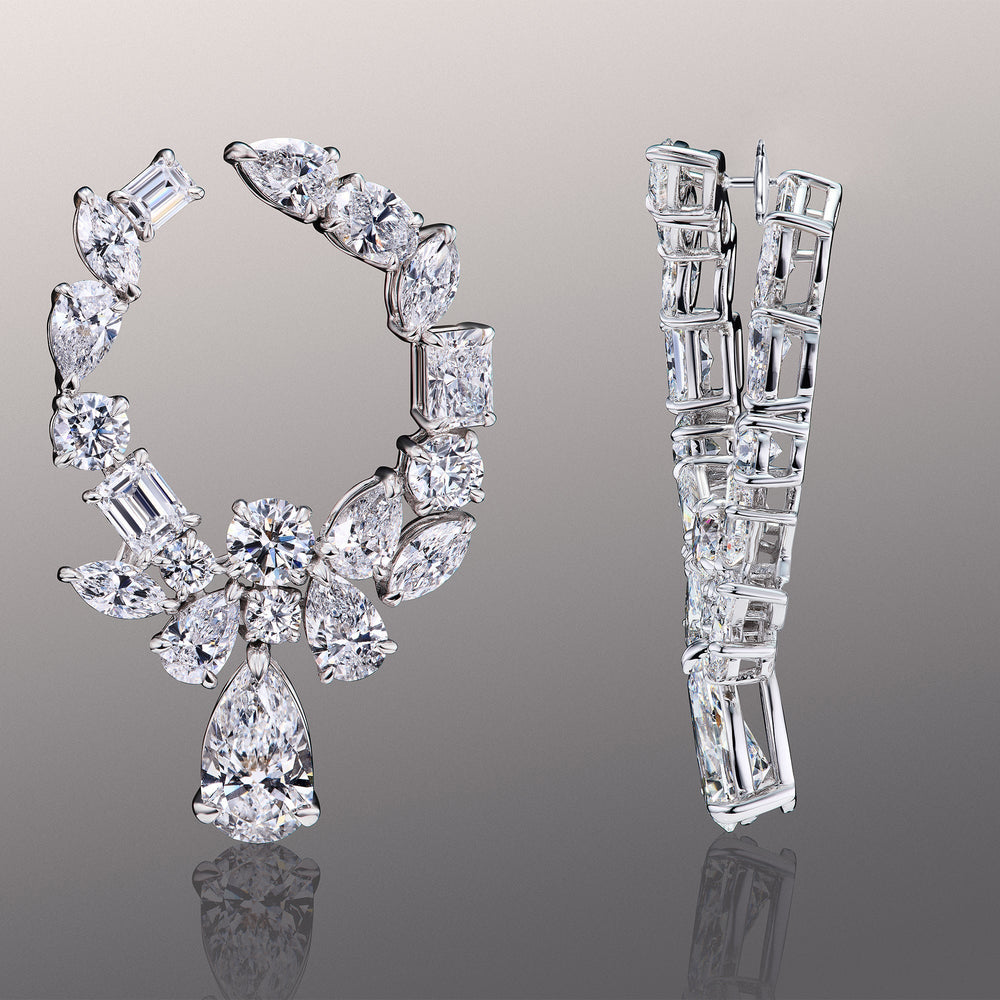 The Raphael Earrings with 18KT White Gold / Lab / 32 1/2 Cut Diamond in 14KT White Gold / Lab / 32 1/2 view 2
