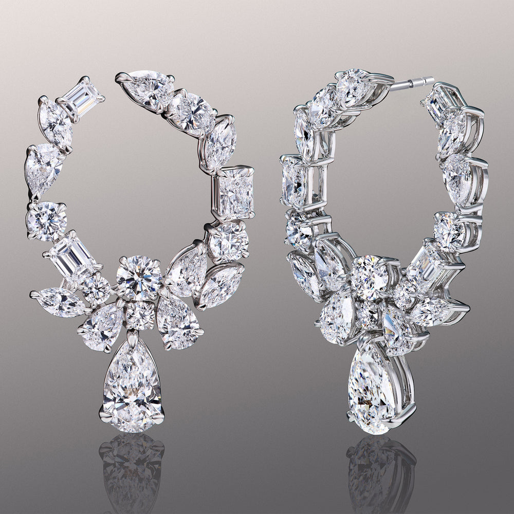 The Raphael Earrings with 18KT White Gold / Lab / 32 1/2 Cut Diamond in 14KT White Gold / Lab / 32 1/2 view 1
