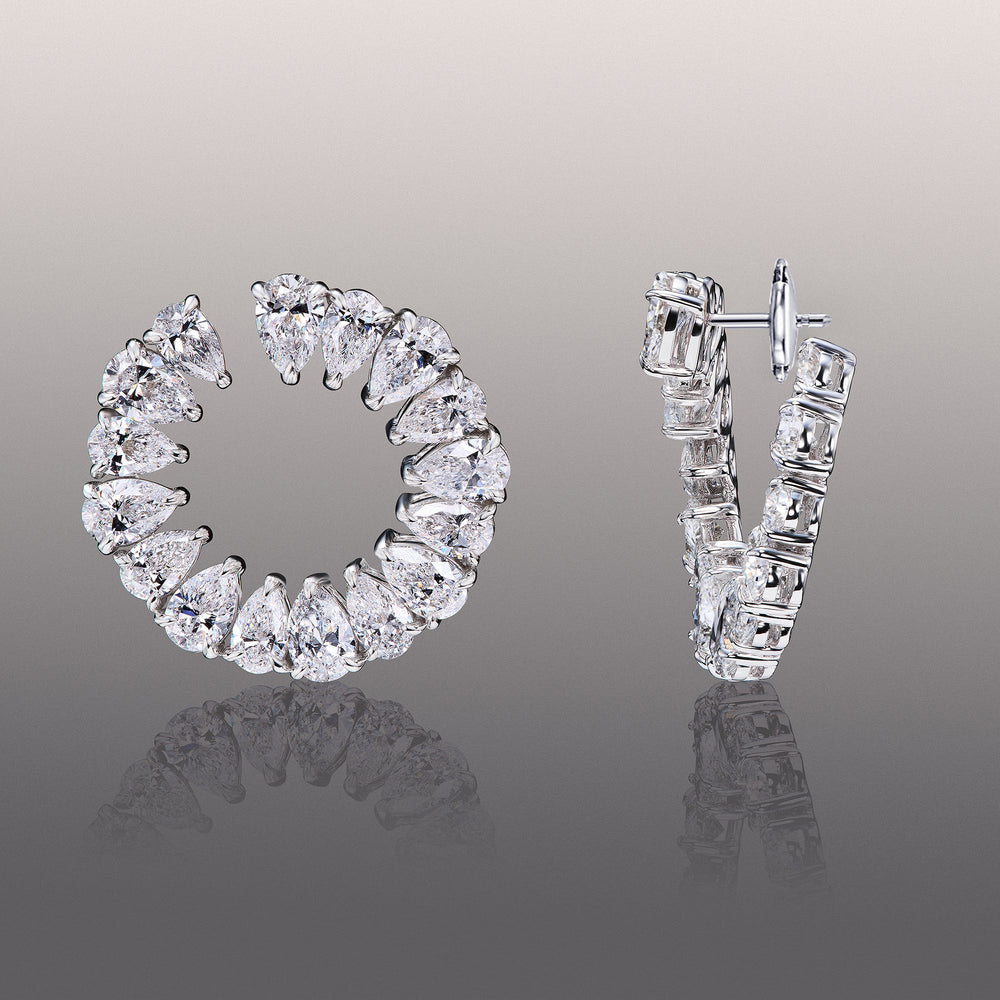 The Kandinsky Hoops with 18KT White Gold / Lab / 13 1/3 Cut Diamond in 14KT White Gold / Lab / 13 1/3 view 2
