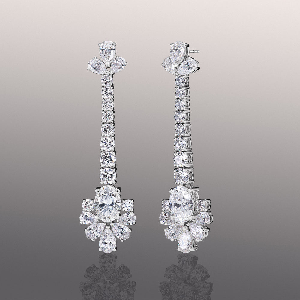 The Seurat Earrings with 18KT White Gold / Lab / 27 1/8 Cut Diamond in 14KT White Gold / Lab / 27 1/8 view 1
