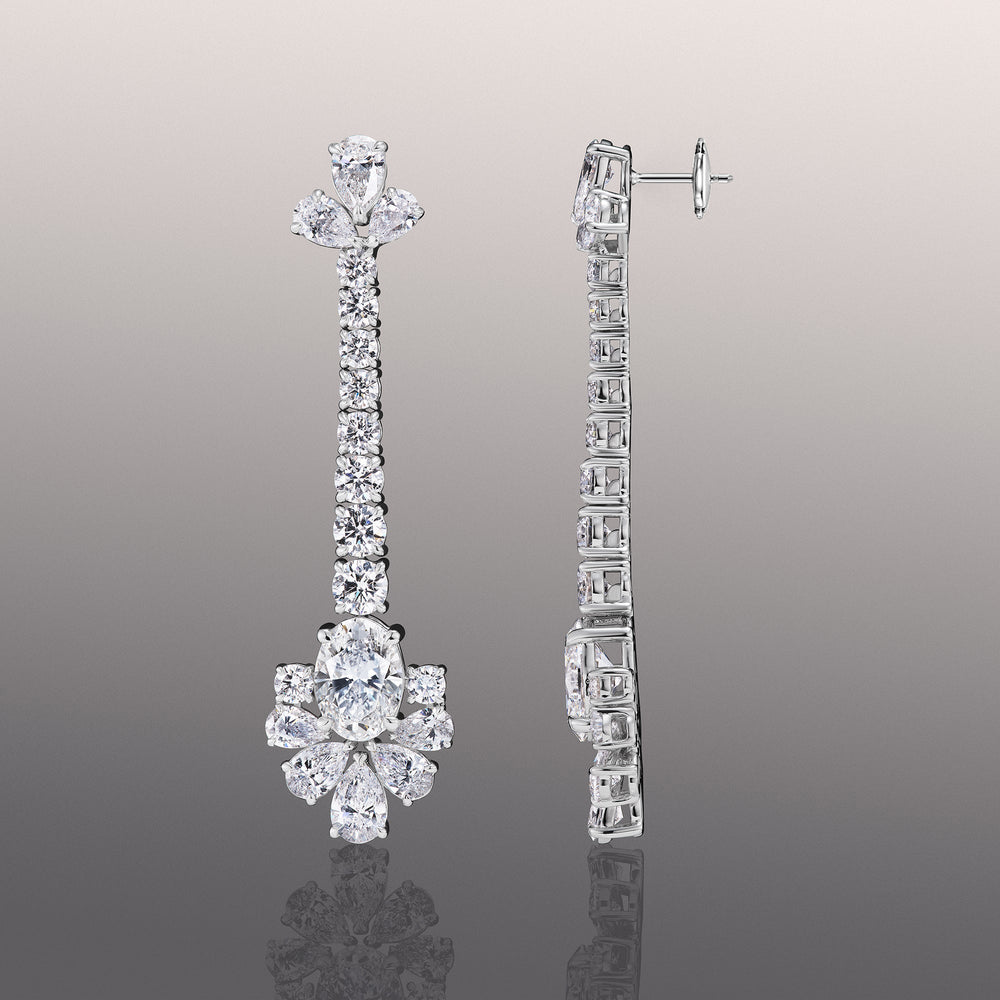 The Seurat Earrings with 18KT White Gold / Lab / 27 1/8 Cut Diamond in 14KT White Gold / Lab / 27 1/8 view 2
