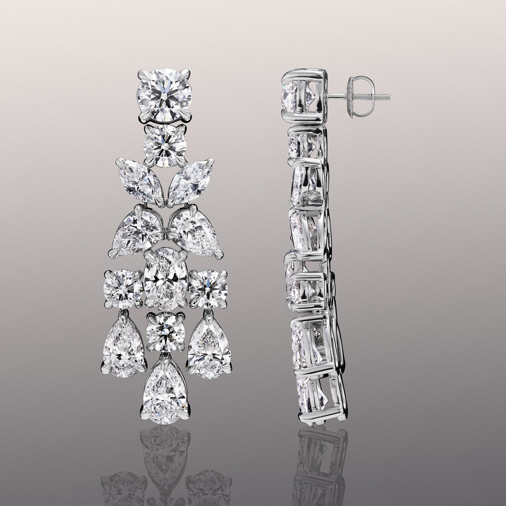 The Monticelli Earrings with 18KT White Gold / Lab / 28 1/2 Cut Diamond in 14KT White Gold / Lab / 28 1/2 view 2

