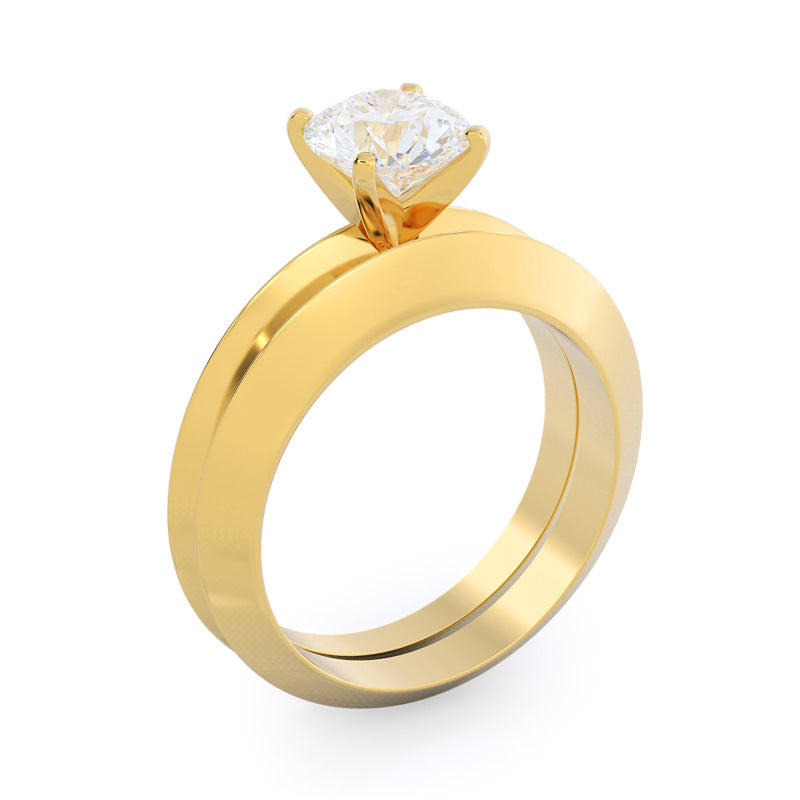 Knife Edge Solitaire Diamond Engagement Ring with Round Cut Diamond in 14KT Yellow Gold view 5
