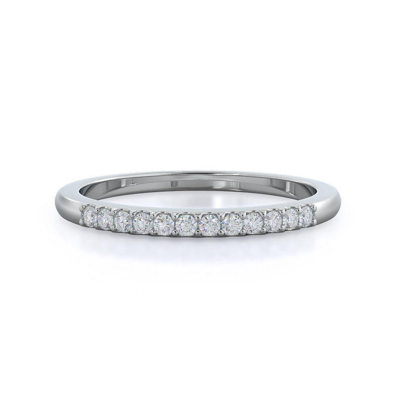 Traditional Pave Diamond Wedding Band with 18KT White Gold Cut Diamond in 14KT White Gold view 1
