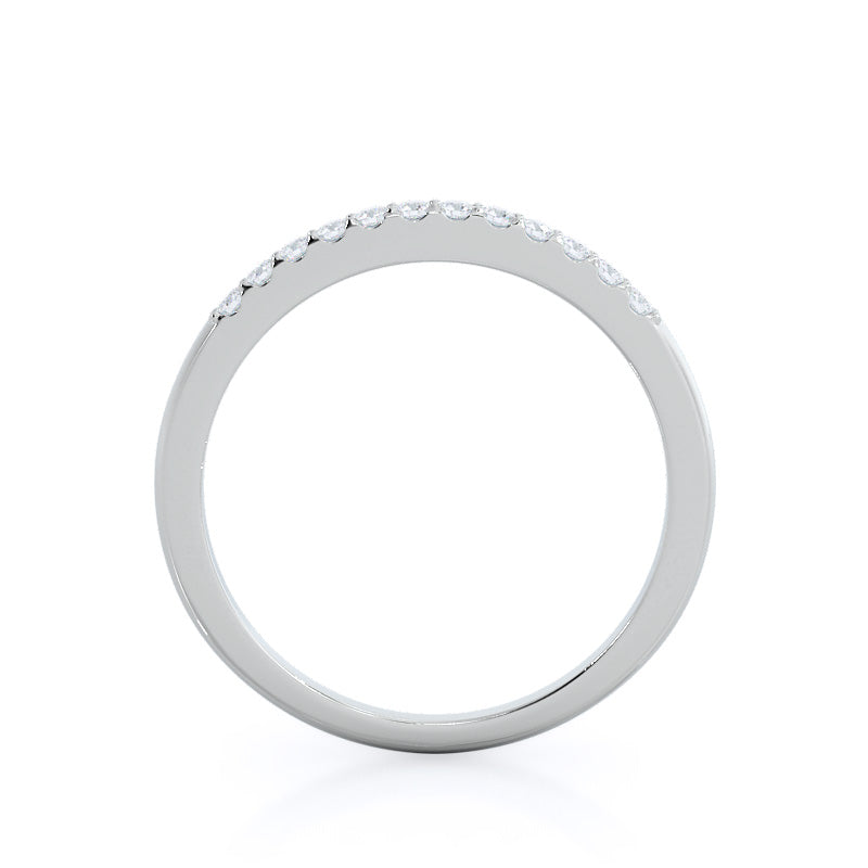 Traditional Pave Diamond Wedding Band with 18KT White Gold Cut Diamond in 14KT White Gold view 2
