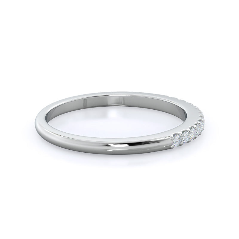 Traditional Pave Diamond Wedding Band with 18KT White Gold Cut Diamond in 14KT White Gold view 4
