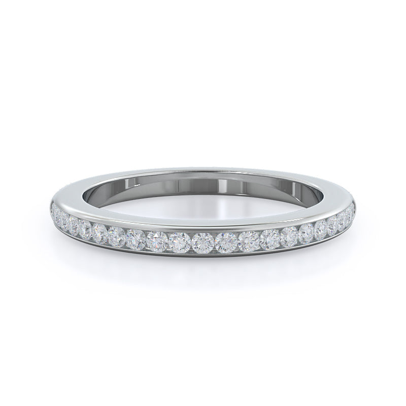 Channel Set Diamond Wedding Band with 18KT White Gold Cut Diamond in 14KT White Gold view 1
