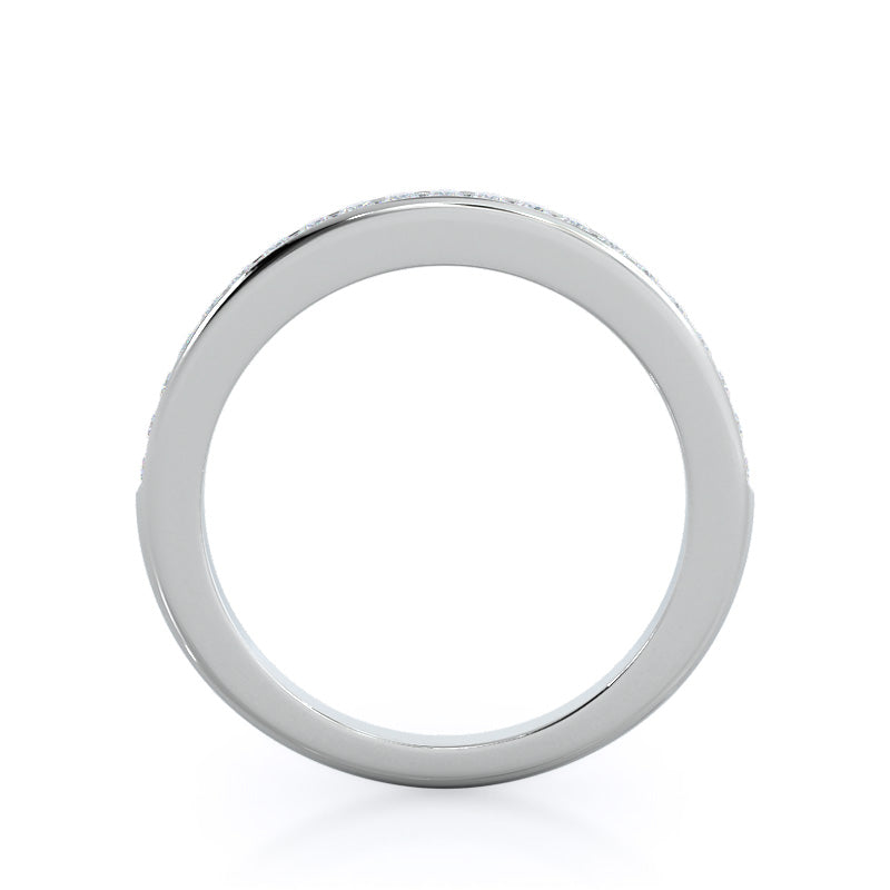 Channel Set Diamond Wedding Band with 18KT White Gold Cut Diamond in 14KT White Gold view 2
