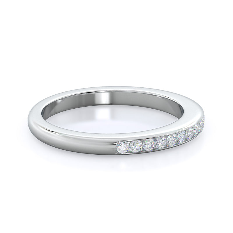 Channel Set Diamond Wedding Band with 18KT White Gold Cut Diamond in 14KT White Gold view 4
