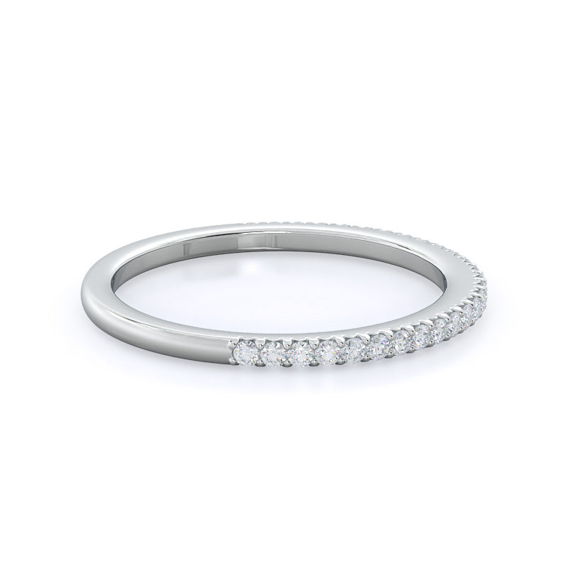 French Cut Pave Diamond Wedding Band with 18KT White Gold Cut Diamond in 14KT White Gold view 4
