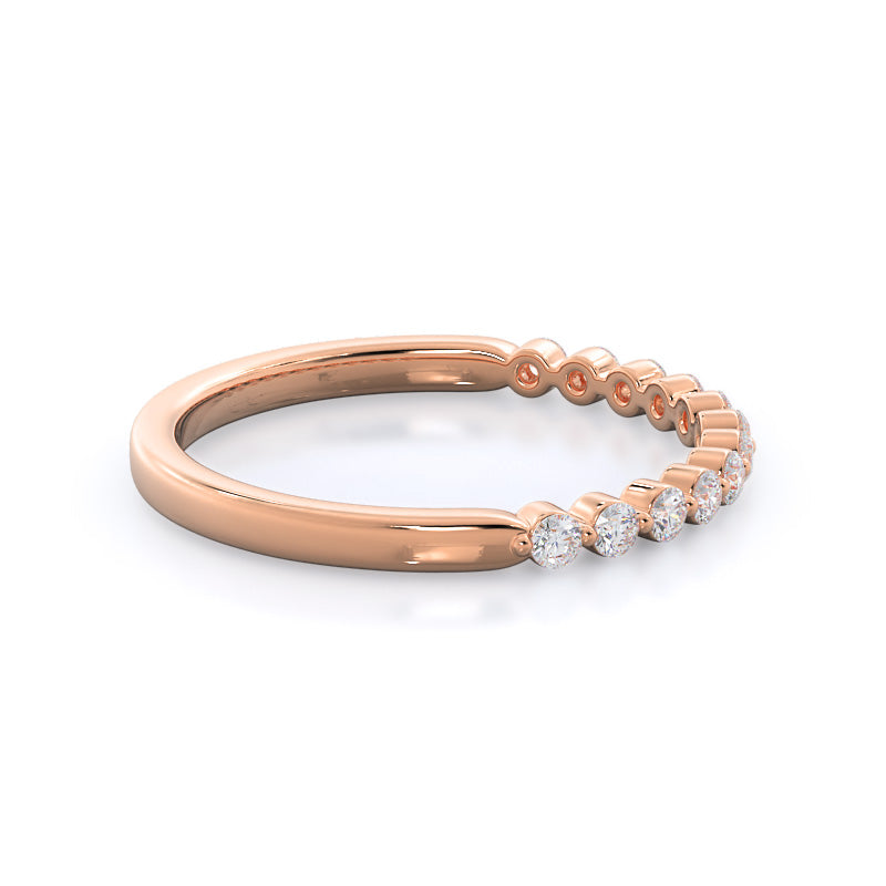 Under Bezeled Accent Diamond Wedding Band with 18KT Rose Gold Cut Diamond in 14KT Rose Gold view 4
