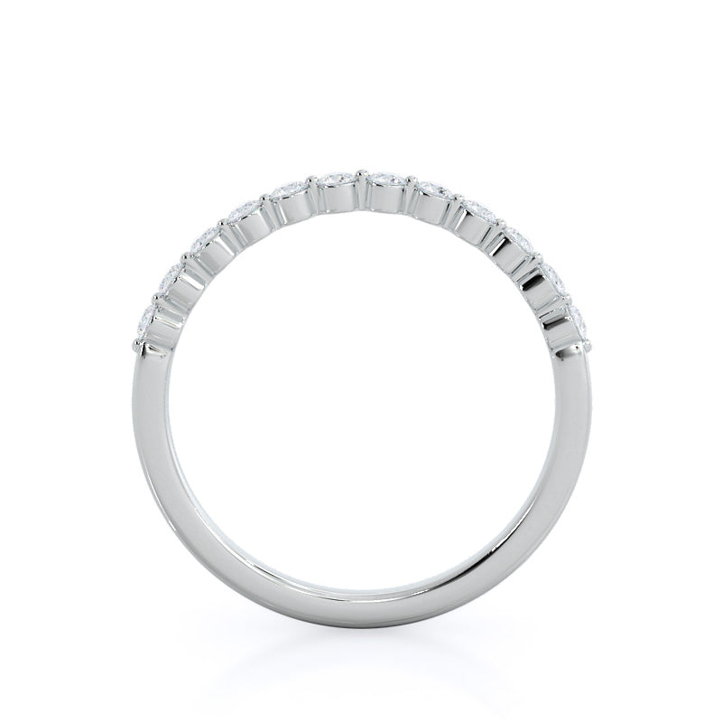 Under Bezeled Accent Diamond Wedding Band with 18KT White Gold Cut Diamond in 14KT White Gold view 2
