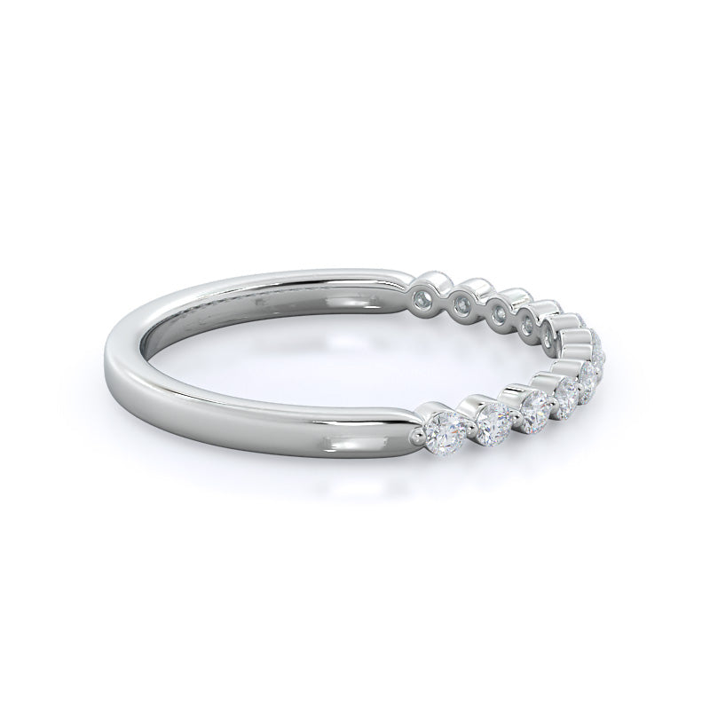 Under Bezeled Accent Diamond Wedding Band with 18KT White Gold Cut Diamond in 14KT White Gold view 4
