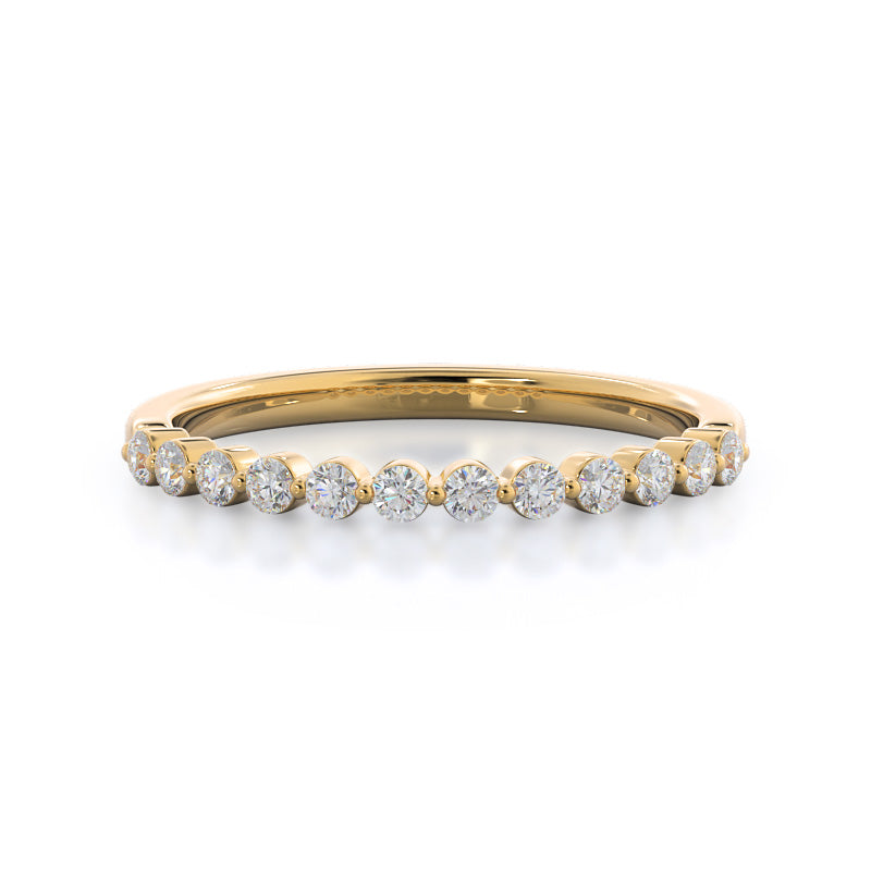 Under Bezeled Accent Diamond Wedding Band with 18KT Yellow Gold Cut Diamond in 14KT Yellow Gold view 1
