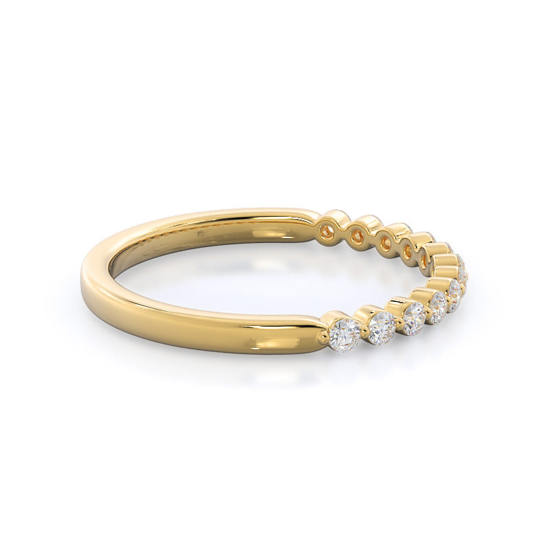 Under Bezeled Accent Diamond Wedding Band with 18KT Yellow Gold Cut Diamond in 14KT Yellow Gold view 4
