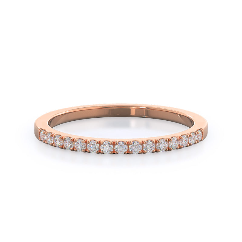 Open Cathedral Empress Diamond Wedding Band with Lab Cut Diamond in 14KT Rose Gold view 1
